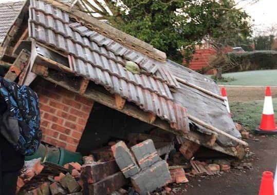 The demolished bus shelter at Great Hale. Photo: Donna Mosley. EMN-190502-161205001