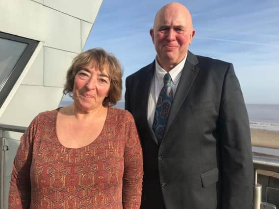 Coun Colin Davie, executive member for economy and place at Lincolnshire County Council, and Mary Powell, LCC's tourism manager at the Natural Coast launch at the North Sea Observatory in Chapel St Leonards,.