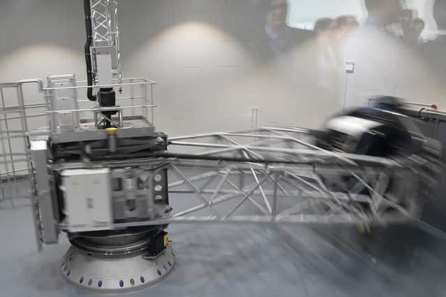 Air Chief Marshal Sir Stephen Hillier tests out the High G centrifuge.