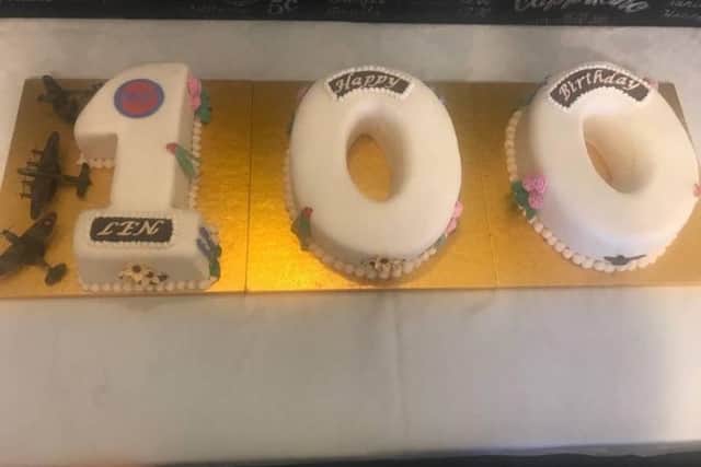 Len Harper celebrated his special 100th birthday by sharing a RAF themed cake with family and friends.