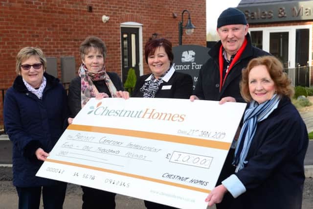 From left Angela Marshall, Wendy Knowles, Jonathan Sankey and Margaret Sankey of Bardney Cemetery Improvement Fund with Barbara Knotts (centre) of Chestnut Homes.