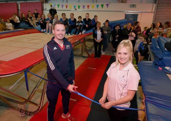 Big Jump Trampoline Club officially opened by olympic trampoline coach Paul Greaves. Paul pictured with Stephanie Osborn. EMN-191102-095724001