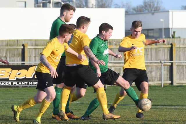 Town captain Michael Hayden scored against Deeping, but could not repeat the trick on Saturday Picture: David Dawson EMN-191102-163920002