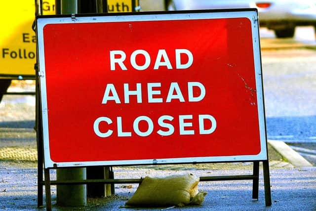 Road closure stock image
