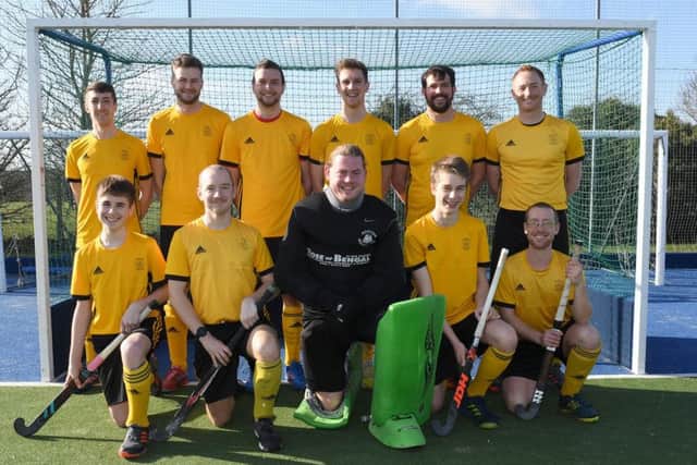 Horncastle Hockey Club, mens team. Front L-R Max Cullen, Chris Partridge, Jack Ashton, Jack Cullen, Rob Scott. Back L-R Luke Castleden, Matthew Branowsky, Jack Read, James Harris, Antonio Garcia Barker, Mick Bennett.