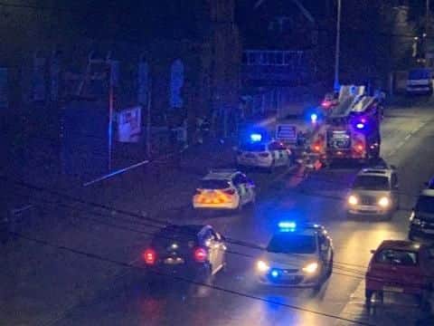Emergency services back at the builder's yard in Roman Bank, Skegness, for the second night running.