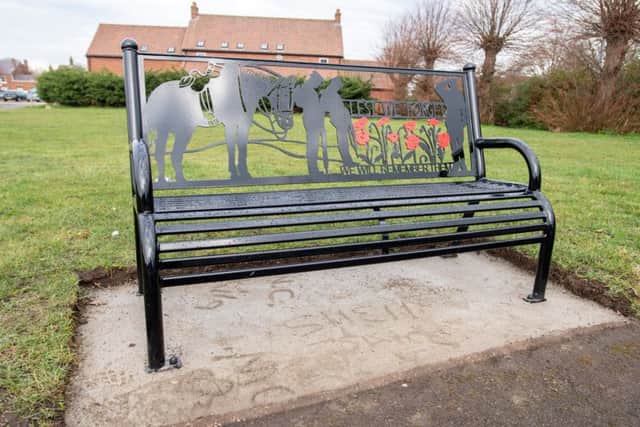 The memorial bench, opposite Stanhope Hall, in Horncastle. Picture: John Aron. EMN-190221-110222001