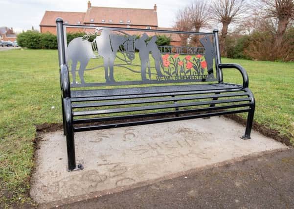 The memorial bench, opposite Stanhope Hall, in Horncastle. Picture: John Aron. EMN-190221-110222001