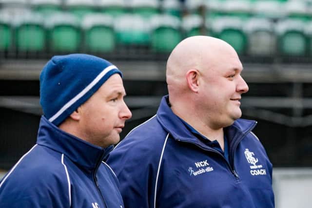Development boss Nick Hall (right) with head coach Ashley Coates.