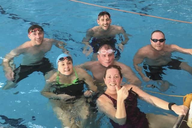 The tri club swimmers.