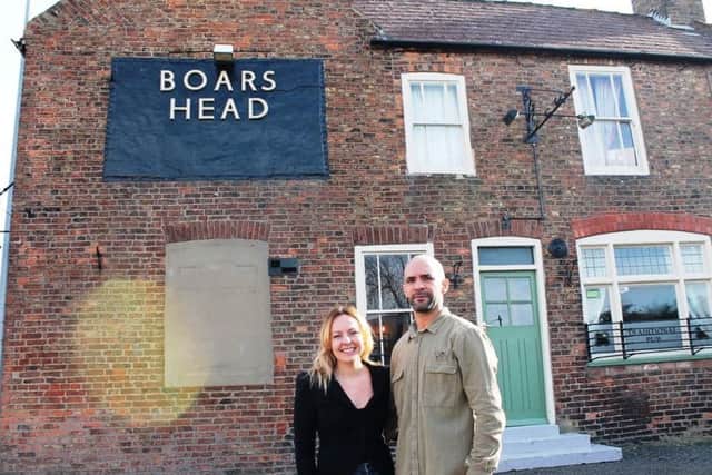 Gemma and Marlon Jones outside the Boars Head.