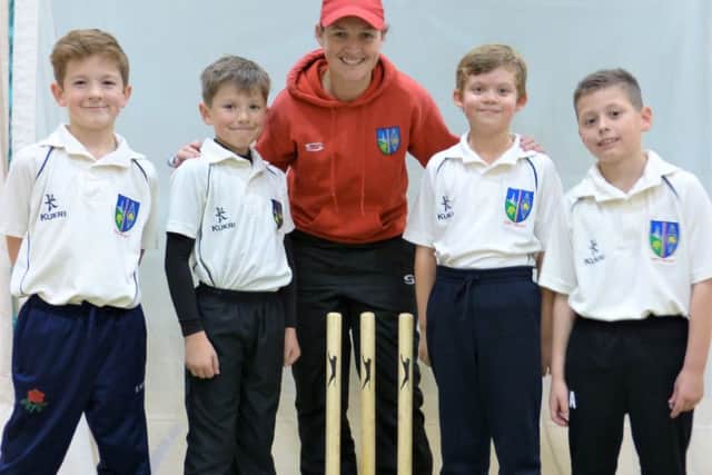 Harry, Alfie, Rowan and Archie with Arran.