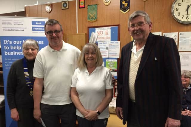 President Jill King is pictured presenting the winners of the Bowls Gala competition with their prize. From left are Jill King, Keith Taplin, Jayne Taplin and John Scholey.