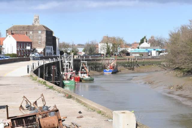 River Witham, London Road, Boston, where Alistair Arundell rescued a girl from drowning. The Quayside Hotel is pictured top, left.
