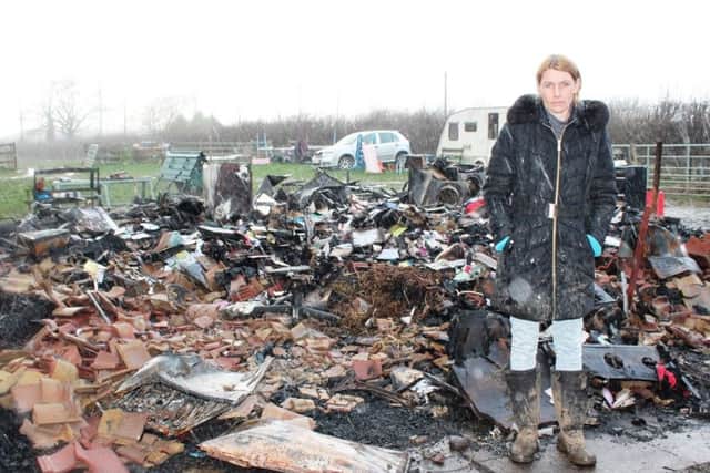 Emma Stott at the scene of the fire on Wednesday.