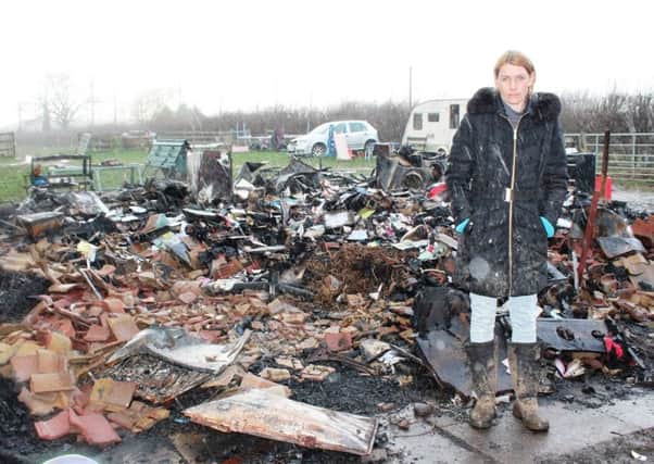 Emma Stott at the scene of the fire on Wednesday.
