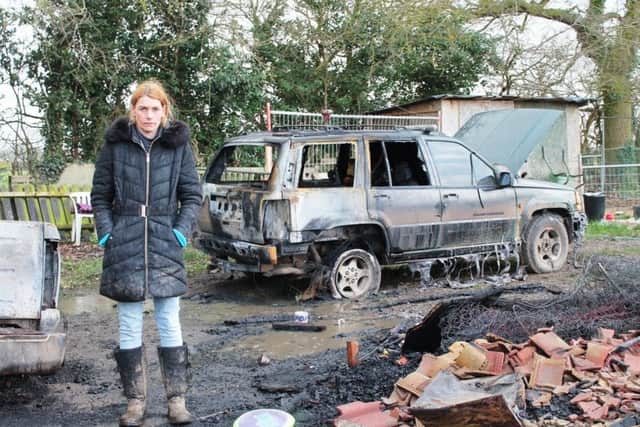 Emma Stott at the scene of the fire on Wednesday.