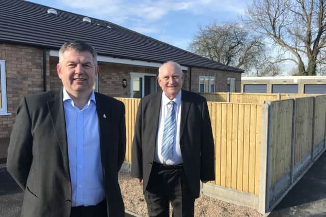 Council Leader Richard Wright and Ruskington ward councillor Terry Boston at the Northfield Road site. EMN-190803-175054001