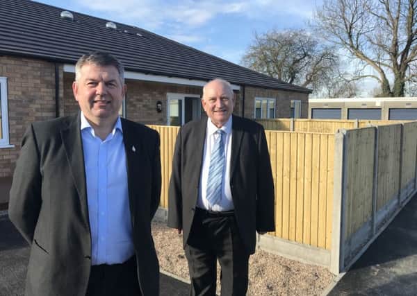 Council Leader Richard Wright and Ruskington ward councillor Terry Boston at the Northfield Road site. EMN-190803-175054001