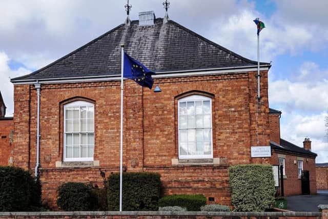 The European Union flag was spotted outside The Sessions House in Louth on Monday morning (March 11).