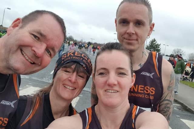 The team at the Retford Half. From left are Shawn Thomas, Sarah Thomas, Charman Holgate and Will Kelly.