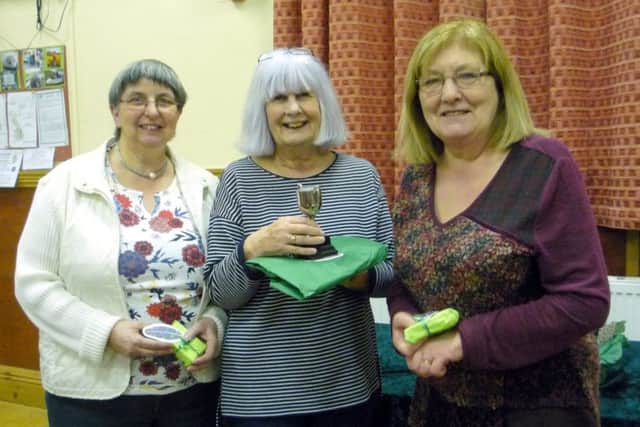 Themed competition winners at Binbrook & District WI: from left, Hilary Harris (joint second), Hilary Fry (first), Linda Todd (joint second EMN-190315-081011001