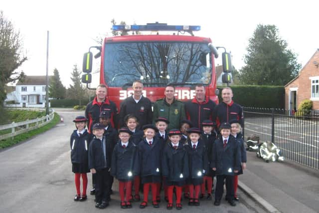 Pupils at Bicker Preparatory School and Early Years with members of Lincolnshire Fire and Rescue Service.