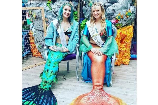 At Skegness Aquarium: Laura Hudson, left, pictured with last year's Miss Mermaid International winner Laura Siddall.