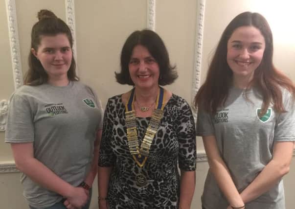 Banovallum students, Helen Rhodes and Holly Adams with Horncastle Rotary Club president Karen Caudwell EMN-190318-120920001