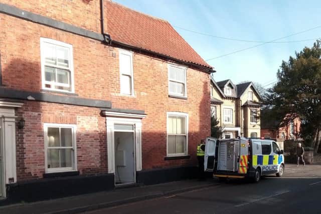 Police operation on Eastgate in Sleaford this morning (Friday).
