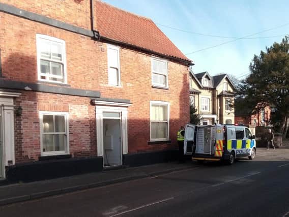 Police operation on Eastgate in Sleaford this morning (Friday).