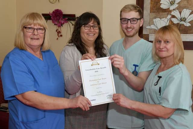 Ashdene Care Home dementia care team, from left - Sheila Lester, Jilly Hunt - care home manager, Luke McCarthy and Janet Ullyatt. EMN-190316-201926001