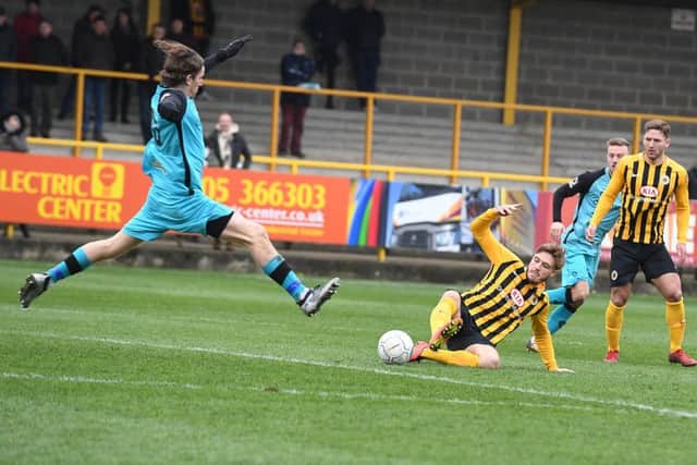 Boston United v Chorley, football action.