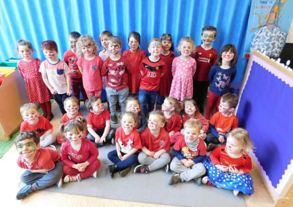 Cranwells Kidzone children dressed in red for Comic Relief. EMN-190318-181219001