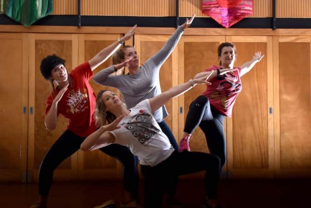 Miss Collishaw, Mrs Hunt, Mrs Stacey and Mrs McGann pulled some outrageous moves for the Comic Relief just dance contest at Kesteven and Sleaford High School. EMN-190318-182148001