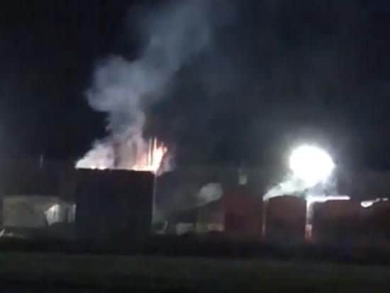 The blaze at a Boston premises last night