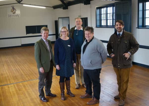 From left, John Roe, chairman of Revesby Country Fair; Avril Moore, hall secretary; Gavin Wiggins-Davies, representing the Revesby Estate; Jeff Bush, village hall chairman, and Peter Wiggins-Davies in the newly refurbished village hall at Revesby