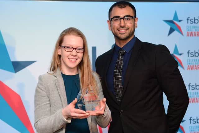 The Elite Fish & Chip Company won Family Business of the Year at this year's East Midlands FSB Awards. Pictured is Rachel Tweedale, Co-Director at the Elite Fish & Chip Company with Gurinder Mandir, Business Development Manager, CYBG Yorkshire Bank. EMN-190322-152517001
