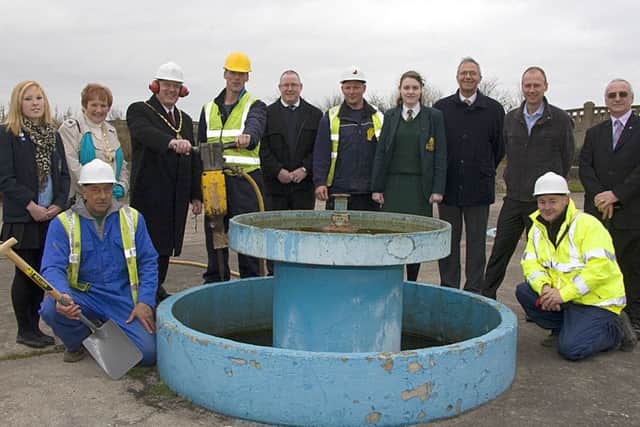 Work had officially begun to transform the Sunshine Pool into a new childrens play area in North Parade, Skegness, 10 years ago. Pictured (from left) were Bethany York, mayoress Rita Pimperton, Mayor Coun Neil Pimperton, Ed Morton, Graham Pell, Darren Chardoux, Rebecca Cram, town clerk Tony Cumberworth, Paul Johnson, Coun Phil Kemp; kneeling, left, Paul Tuplin and Mick Gabbitus.