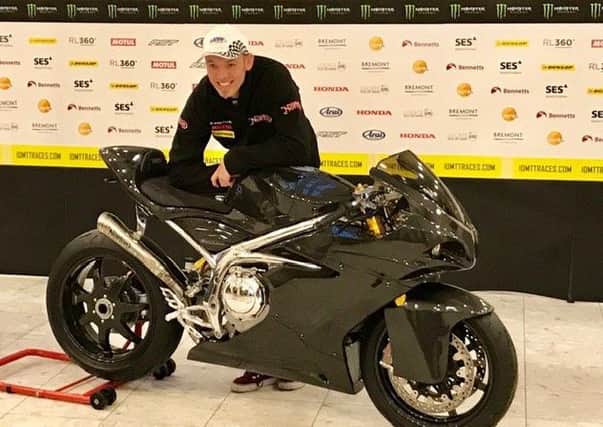 Peter Hickman with the new Norton Motorcycles Superlight. Photo: Clare Freestone.