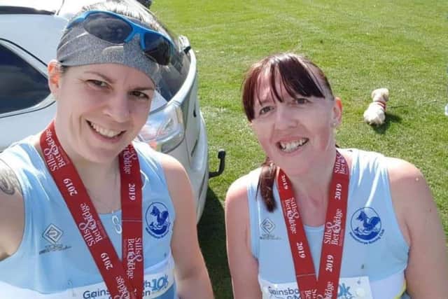 Sarah Stevenson and Katrina Needham at the Gainsborough Morton 10k EMN-190325-171610002