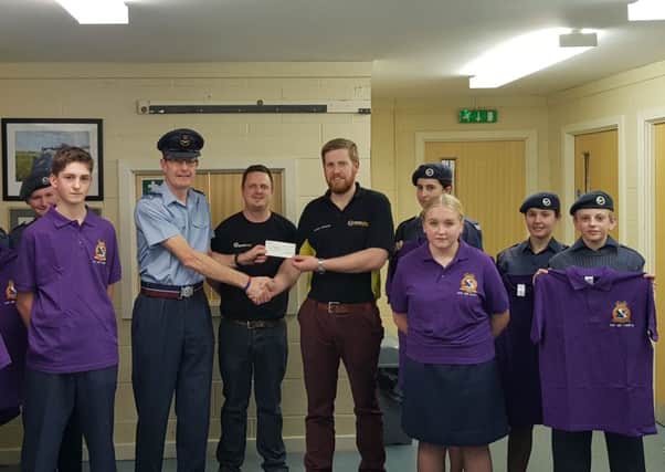 Richard Cameron went along to Cadet HQ to present the cadets with a new sports kit and a cheque for £200