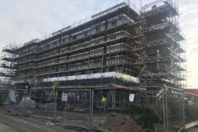 The Premier Inn still with scaffolding. ANL-190328-164545001