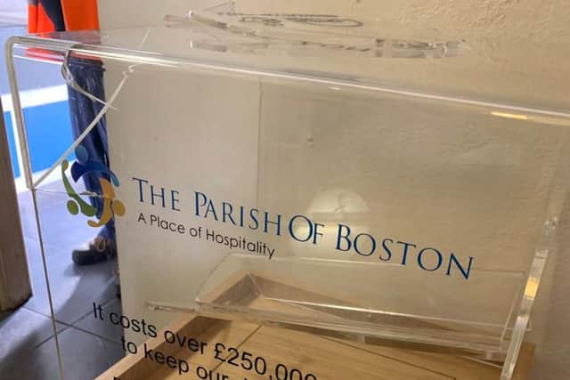 The smashed donation box