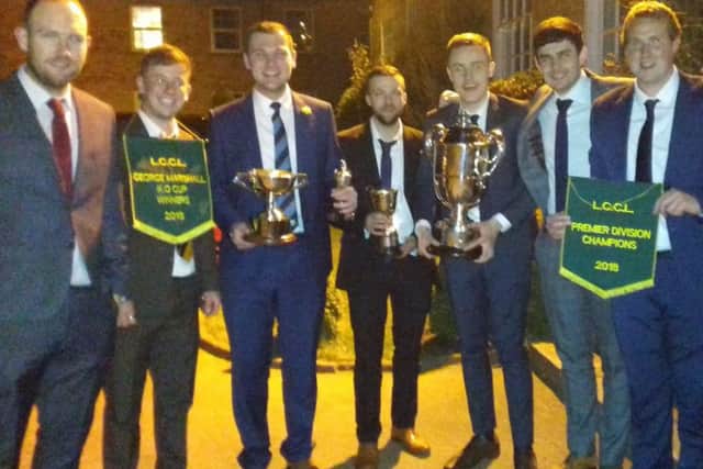 Caistor CC players at the league dinner, from left, Dan Beavis, Peter Jacob, Gareth Johnson, Ben Barrick, Kieran Brooker, Sam Welton, Jim Parker EMN-190104-120816002