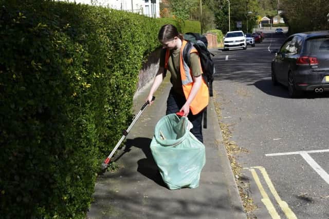 Clare Ballantyne collecting litter last weekend.