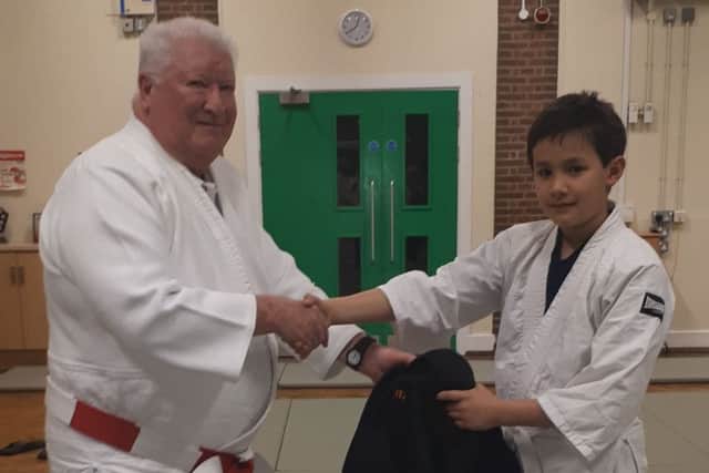 Harold Hogg received a club hoodie, sponsored by Fresh Fitness of Skegness, which was presented by Sensei Malcolm Sawyer.