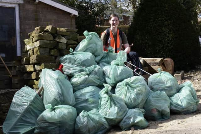Clare Ballantyne with some of the litter she collected last weekend.
