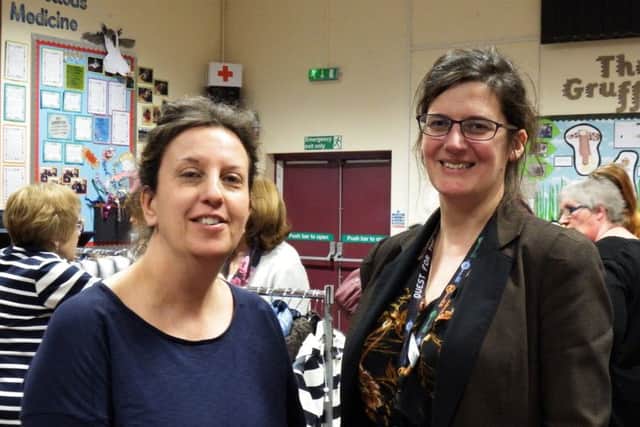 Vanessa Blakey, Friends of the School's chairperson, pictured left,  and Vicky Ross, headteacher,  at Alford Primary School's Fashion Show.
