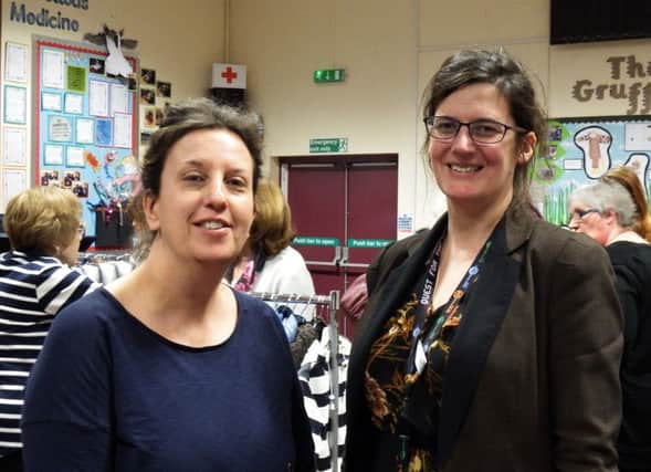 Vanessa Blakey, Friends of the School's chairperson, pictured left,  and Vicky Ross, headteacher,  at Alford Primary School's Fashion Show.